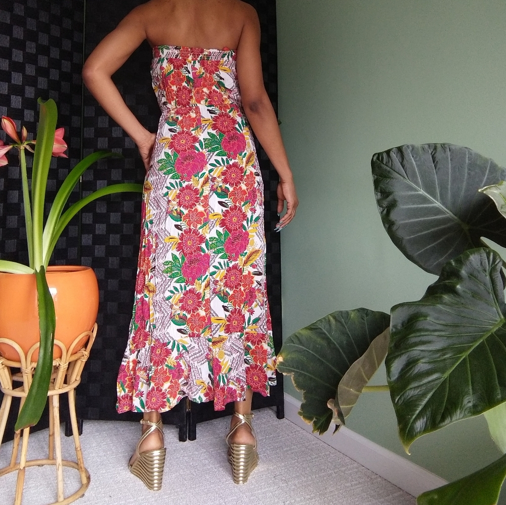 Women's Xhiliration tropical printed sleeveless dress - Picture 3 of 8